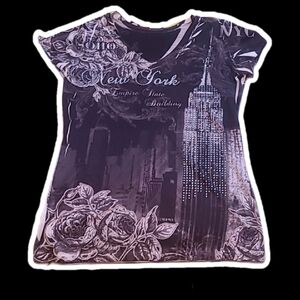 new york empire state building rhinestone tee 2000s